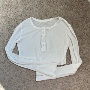 Aerie White Button Down Crop Top